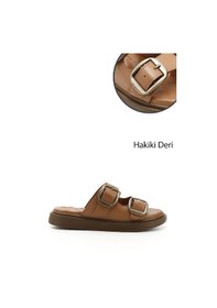 Resim Gönderi R Kadın Taba Tokalı Dolgu Taban Hakiki Deri Comfort Terlik Dyza72745137 Taba 