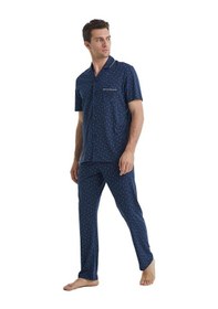 Resim Blackspade Erkek Kısa Kol Gömlek Yaka Önden Düğmeli Lacivert Pijama Takımı C1t6n4o04 001 