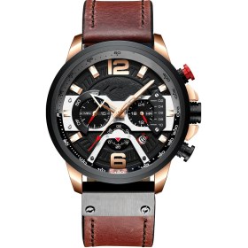 Resim Curren / Karien Yeni 8329 Erkek Saati İş Kemerli Saat Takvimli Erkek Saati Altı İğneli Kuvars Saat Roseshellblack Titanyum 