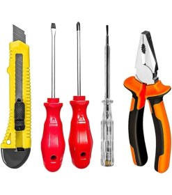 Resim 5 Parça Pense Kontrol Kalemi Maket Bıçağı Düz ve Yıldız Tornavida Seti 