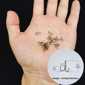 Resim 20 Adet Ultra Küçük Üç Kollu Çay Rengi Güçlendirilmiş Mini Balıkçı Kancası 