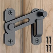 Resim 2 parça set (kapı mandalı ve cıvata dahil) paslanmaz çelik ahır kapısı kilidi (-180° açılabilir sürgülü kapı kilit, garaj, banyo, evcil hayvan kapıları ve pencereler için uygun) 