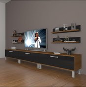 Resim Decoraktiv Eko 270r Slm Krom Ayaklı Tv Ünitesi Tv Sehpası - Ceviz - Siyah 
