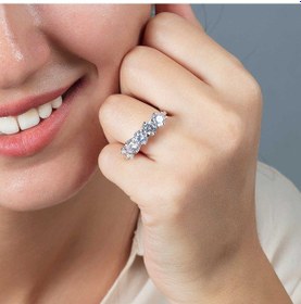 Resim Tesbihane Starlight Diamond Pırlanta Montür 925 Ayar Gümüş Kadın Beştaş Yüzük Beyaz 