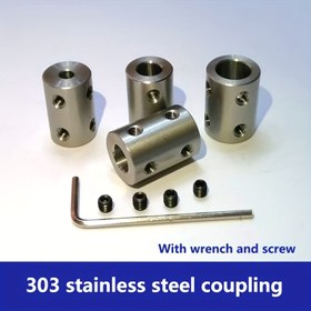 Resim 303 Paslanmaz Çelik Bağlantı Parçası - Evrensel Şaft Adaptörü, Vida ve Anahtar ile, Dayanıklı ve Korozyon Dirençli, Motor ve Şaft Bağlantıları için Mükemmel, Şaft Adaptörü | Vidalı Bağlantı Parçası | Dayanıklı Şaft Adaptörü 