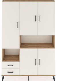 Resim Arges Dolap 10 Raflı 2 Çekmeceli 5 Kapaklı 132x30x195 Çam-aytaşı/aytaşı Aytası/aytası 