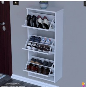Resim Modilayn West Asma Kapı Önü 52x116x26 Cm Lik 3 Düşer Kapak 6 Göz Bölmeli Ayakkabılık Beyaz 