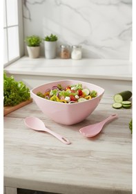 Resim 3,5 Lt Soft Pembe Akrilik Kare Salata Ve Servis Kasesi Seti 3 Parça Pembe 