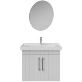 Resim Creavit D20 65 Cm Banyo Dolabı Ve Yuvarlak Ayna Takımı Mat Beyaz 