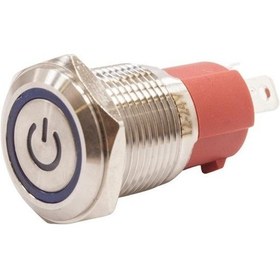 Resim Motorobit 16D-P1Z-Ec 16Mm Düz Anahtarlı Işıklı Power Metal Buton - Mavi 