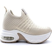 Resim Guja Gizli Topuk Kadın Bağcıksız Bej Renk Triko Günlük Spor Ayakkabı 