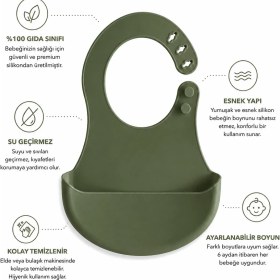 Resim Siliconly Bpa Içermeyen %100 Silikon Bebek Mama Önlüğü Kaydırmaz Cepli Bebek Önlüğü 
