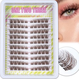 Resim Bir İki Üç, 100 Kıvırcık Kahverengi Kedi Gözü Çapraz Sahte Kirpik 10 Sırada, Ultra İnce Bantlarla Doğal Olarak Hafif Kolay Uygulama İçin: Bu Doğal Kirpik Demetleri Ultra İnce. 