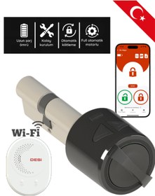 Resim Desi Utopic R Siyah Akıllı Kapı Kilidi İnternet Üzerinden Kontrol WiFi Akıllı Kilit 