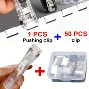 Resim 1 Push Clip/Set of Clips ile 50 Yedek Klips Ofis Kırtasiye Yaratıcı Zımba Öğrenci Test Kağıtları, Dosyalar, Faturalar, Kitaplar, Kağıt Push Clip için 