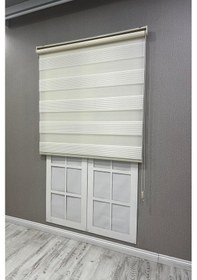 Resim Zebra Stor Perde Geniş Plise Güneşlik Perde Krem Krem 