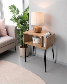 Resim Modalanka Begonya Koltuk Yanı Sehpa - Raflı, Gazetelik, Süslük, Kitaplık, Dergilik ve Metal Ayaklı Şık Sehpa 