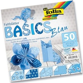 Resim Folia Origami Kağıdı 20X20 Cm. 5 Desen 50 Yaprak Basic Mavi 