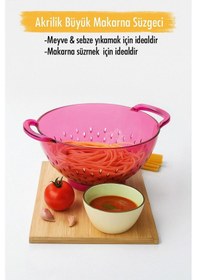 Resim Akrilik Pembe Makarna Süzgeçi & Sebze Meyve Süzgeçi Çok Renkli 