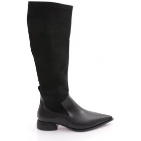 Resim Dgn 2500-1974 Kadin Uzun Kisa Topuk Çizme Siyah Geyik 
