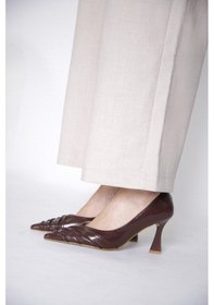 Resim 315151122-1 Suni Napa Abiye Topuklu Kahve Kadın Ayakkabı Kahve 