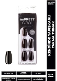 Resim İmpress Color Kendinden Yapışkanlı Takma Tırnak Uzun Siyah 