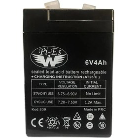 Resim Pi-Es Hhm - Pi-Es 6V4AH/20HR Valve Regulated Rechargeable Battery 6 Volt 4 Amper Bakımsız Kuru Akü 6V 4AH Akü 