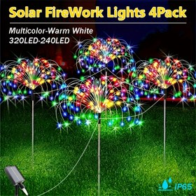 Resim 4 adet FACHOI Güneş Fıskiye Işıkları, 320LED Çok Renkli Bahçe Çivileri, 8 Aydınlatma Modu, Akıllı Güneş Enerjili Patlama Dizisi Işıkları, Dış Mekan, Kamp, Düğün, Noel, Çim, Arka Bahçe ve Avlu Süslemesi, Festif Dış Mekan Aydınlatması | Canlı Bahçe Işıkları | Akıllı Güneş Işıkları, Güneş Işıkları Bahçe için 