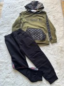 Resim Önünde Deri Cepli İkili Erkek Takım Haki 