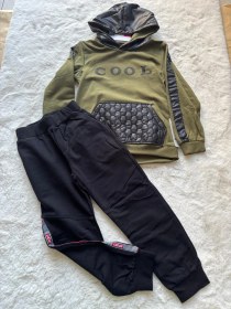 Resim Önünde Deri Cepli İkili Erkek Takım Haki 