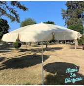 Resim Plaj Deniz Balkon Şemsiyesi Sentetik Kumaşlı Şemsiye Bidonsuz Eğilebilir 2 Metre Şemsiye Bej 