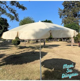 Resim Plaj Deniz Balkon Şemsiyesi Sentetik Kumaşlı Şemsiye Bidonsuz Eğilebilir 2 Metre Şemsiye Bej 