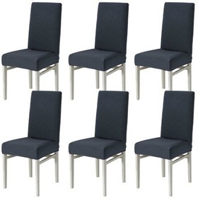 Resim Gri Sandalye Kılıfı Yıkanabilir Likralı Esnek Lastikli Sandalye Örtü 6 Adet Antrasist 