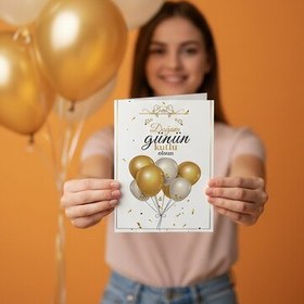 Resim Uçan Balonlar Doğum Günü Tebrik Kartı 