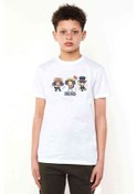 Resim Anime One Piece Smile Baskılı Unisex Çocuk Beyaz T-Shirt 