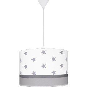 Resim Şenay Aydınlatma Çocuk Odası Silindir Kumaş Avize Sarkıt-Beyaz Yıldız 