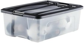 Resim Iris Ohyama, Saklama kutuları, saklama kutusu çok fonksiyonlu, 6'lı set plastik kutu 30 L, kapak, ergonomik sap, çatı katı, oda, oturma odası - New Top Box NTB-30 - siyah 