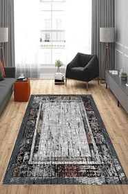 Resim Rovigo Dijital Baskı Yıkanabilir Kaymaz Taban Salon Halısı Ve Yolluk RVG0973-FNL222, Siyah, 80 x 150 