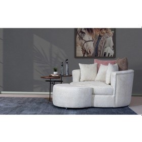 Resim Ay Dinlenme Koltuk Berjer & Hareketli Puf Dahil Dinlenme Berjer Seti Krem 