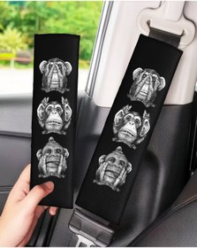 Resim Bigohobi Üç Maymun Baskılı, Emniyet Kemeri, Çanta vs. Yumuşatıcı Ped 