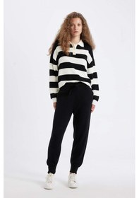 Resim Defacto Jogger Triko Pantolon Cepli Basic Düz Beli Lastik Bağcıklı R1701AZ24WNBK27 Siyah 