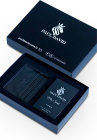 Resim Paul David Hediyelik Set Özel Erkek Edp Parfüm Ve Siyah Deri Kartlık - E-051 