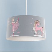 Resim BAMBAŞKA MODA BEBEK VE ÇOCUK ODASI Pembe Unicorn ve Kız Desenli Avize 