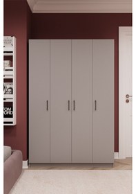 Resim %100 Mdflam 4 Kapaklı Gardrop 120cm G-08 Gri 