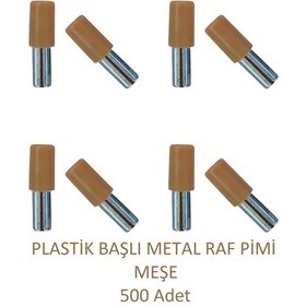 Resim Plastik Başlı Metal Raf Pimi, Meşe 500 Adet Meşe 