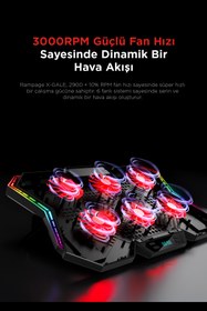 Resim Rampage Ad-rx44 X-gale 6 Fanlı Rgb 7 Kademeli Lcd Göstergeli Notebook Soğutucu Stand 