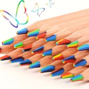 Resim 10/12 adet Yedi Renkli Gökkuşağı Kalemi - Profesyonel Sanatsal Amaçlar İçin Kullanılır - Çok Renkli Yaratıcı Renk Kalemi Hafif Renk Değişimi Karışık Renk DIY Renk El Çizimi Sanat Boyama Dolma Fırça Aracı Hediye Kaydı 