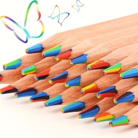 Resim 10/12 adet Yedi Renkli Gökkuşağı Kalemi - Profesyonel Sanatsal Amaçlar İçin Kullanılır - Çok Renkli Yaratıcı Renk Kalemi Hafif Renk Değişimi Karışık Renk DIY Renk El Çizimi Sanat Boyama Dolma Fırça Aracı Hediye Kaydı 