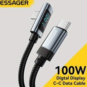 Resim Essager 100W PD USB-C to USB-C Kablo, 5A Hızlı Şarj ile 90° Dirsek Tasarımı, LED Ekran, Yüksek Hızlı Veri Transferi 480Mbps için MacBook Pro, Xiaomi, OPPO - USB Güçlü, ≤36V Çalışma Voltajı 