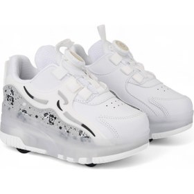 Resim Tekiner Işıklı Paten Tekerlekli Ayakkabı | LED Işıklı, Kaykaylı, Spor Çocuk Sneaker Patenli 